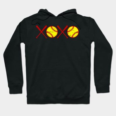 Vintage Xoxo Love Softball Hugs And Kisses Yellow  Hoodie Official Softball Merch