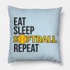 Eat Sleep Softball Repeat Throw Pillow Official Softball Merch