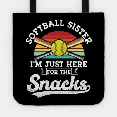 Softball Sister Im Just Here For The Snacks Retro  Tote Official Softball Merch