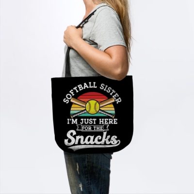 Softball Sister Im Just Here For The Snacks Retro  Tote Official Softball Merch