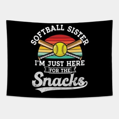 Softball Sister Im Just Here For The Snacks Retro  Tapestry Official Softball Merch