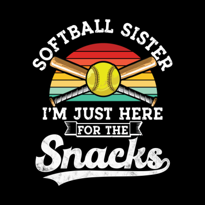 Softball Sister Im Just Here For The Snacks Retro  Throw Pillow Official Softball Merch