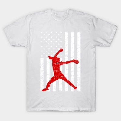 Softball Pitching American Flag Fastpitch Softball T-Shirt Official Softball Merch