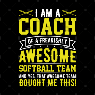 Im A Coach Of An Awesome Softball Team Funny Softb Throw Pillow Official Softball Merch