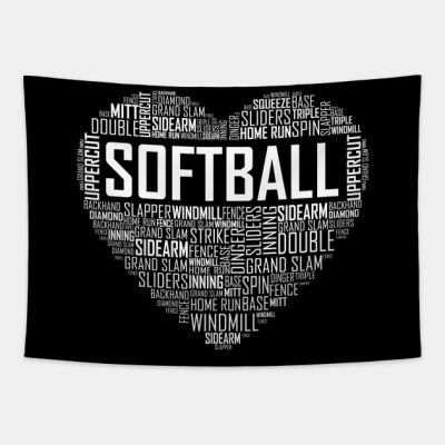 Softball Heart Love Tapestry Official Softball Merch