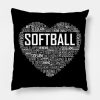 Softball Heart Love Throw Pillow Official Softball Merch