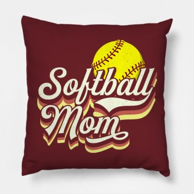 Softball Mom Retro Sports Gift Throw Pillow Official Softball Merch