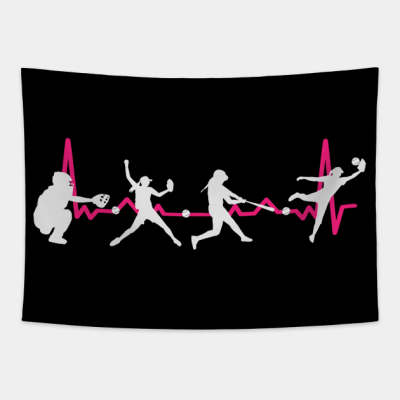 Girls Womens Softball Baseball Heartbeat Tapestry Official Softball Merch