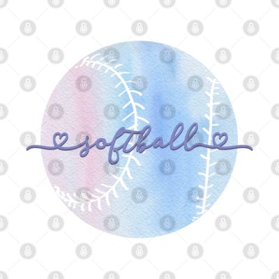 I Love Softball Pastel Purple Watercolor Aesthetic Throw Pillow Official Softball Merch