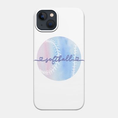 I Love Softball Pastel Purple Watercolor Aesthetic Phone Case Official Softball Merch