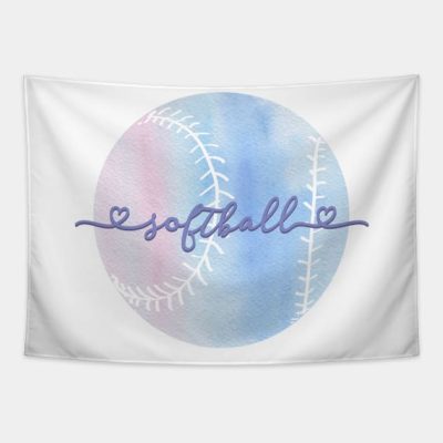 I Love Softball Pastel Purple Watercolor Aesthetic Tapestry Official Softball Merch