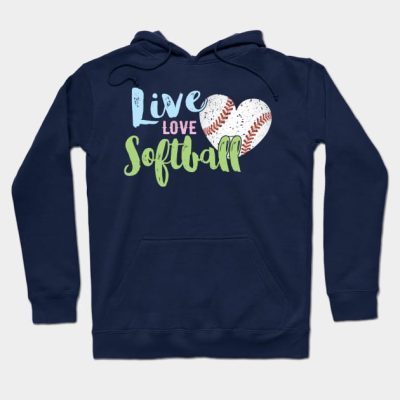 Live Love Softball Heart Shaped Soft Ball Hoodie Official Softball Merch