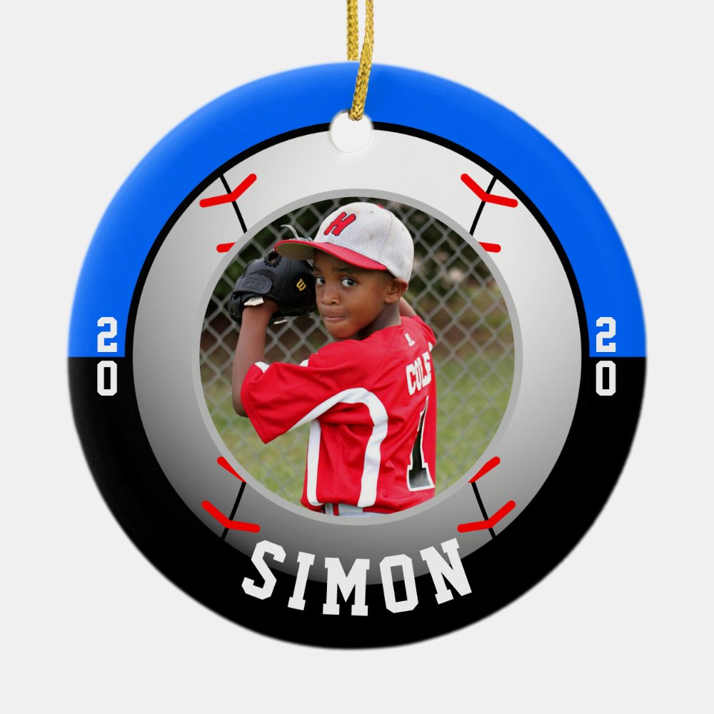 baseball blue black team colors ceramic ornament - Softball Gifts