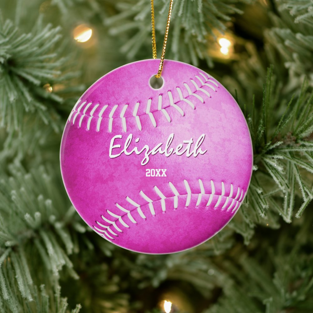 commemorative girls sports hot pink softball ceramic ornament r997f2bdd0768416ab33c04234a354feb 05wi1 8byvr 1000 - Softball Gifts