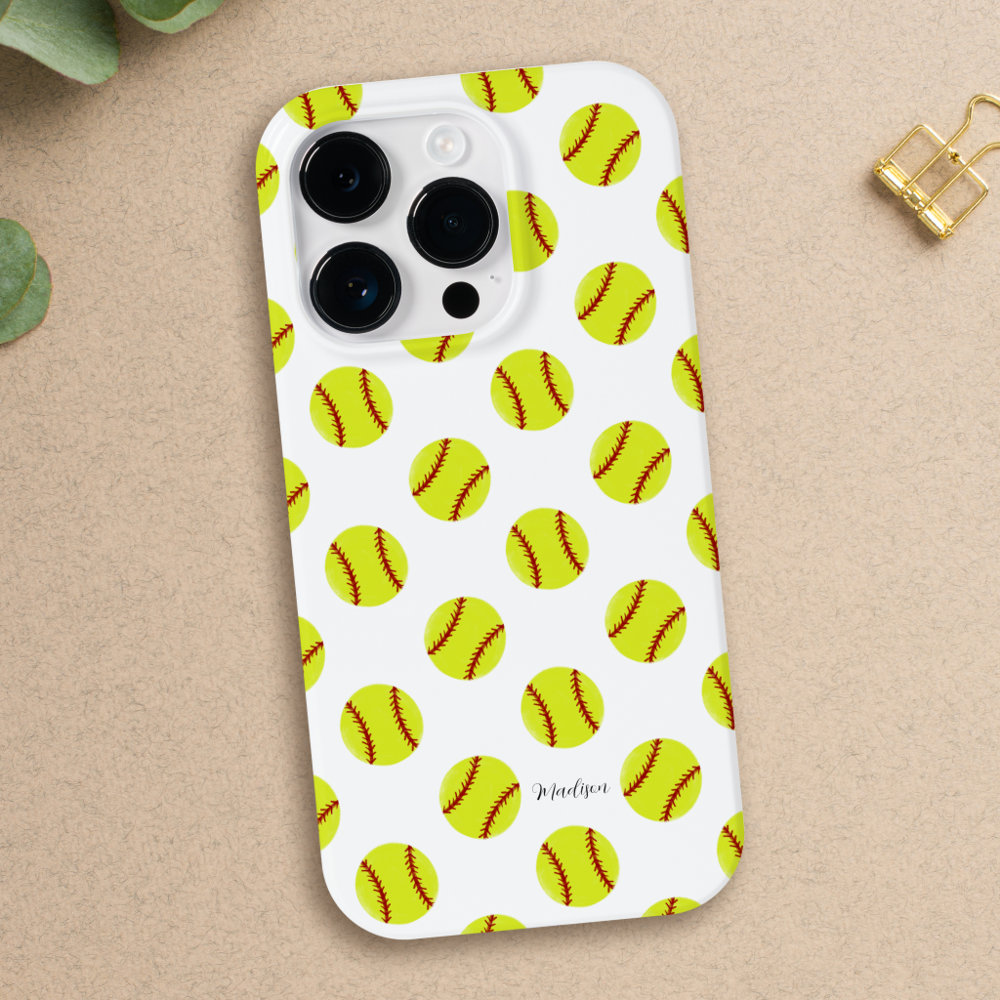 cute softball pattern personalized name case mate iphone case - Softball Gifts
