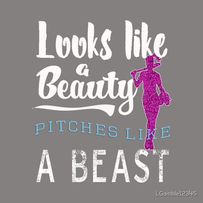 Funny Looks Like A Beauty Pitches Like A Beast Girls Softball Tote Bag Official Softball Merch