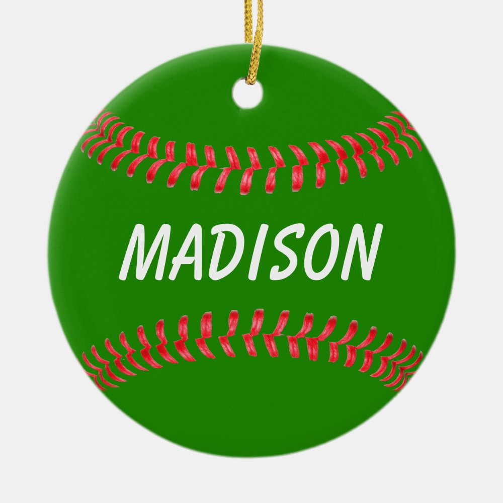 green and red christmas colors softball ornament - Softball Gifts