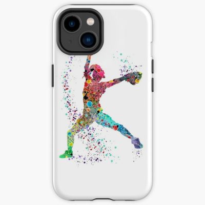 Girl Baseball Softball Pitcher Watercolor Painting Art Print Iphone Case Official Softball Merch