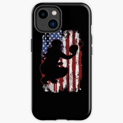 Catcher American Flag Softball Player Vintage Iphone Case Official Cow Anime Merch