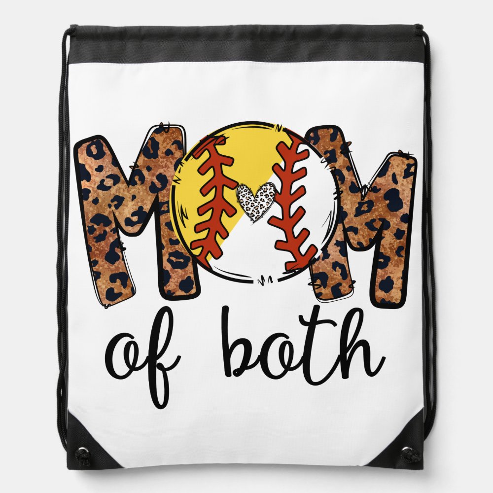 mom of both baseball softball baseball softball drawstring bag - Softball Gifts