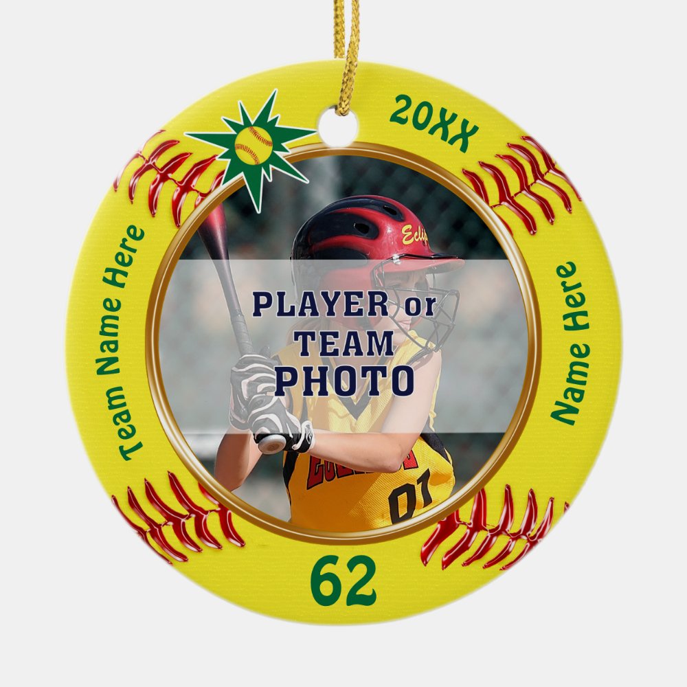 photo personalized softball gift ideas for players ceramic ornament - Softball Gifts