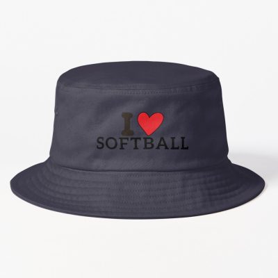 I Love Softball Cute Heart Softball Ball - Softball Love Bucket Hat Official Softball Merch