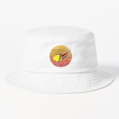 Softball Lovers Gift , Softball Retro Vintage Sunset Gift Idea Bucket Hat Official Softball Merch