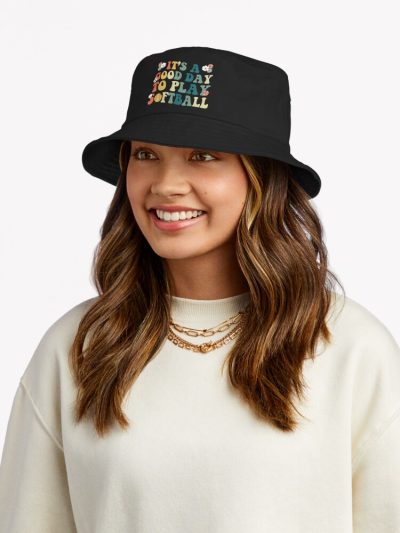 It'S A Good Day To Play Softball Groovy Bucket Hat Official Softball Merch