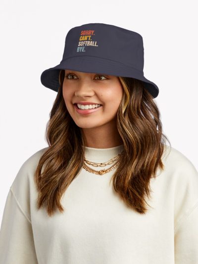 Sorry Can'T Softball Bye Vintage Retro Softball Lovers Fan Softball Bucket Hat Official Softball Merch