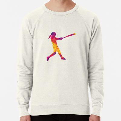 Colorful Female Softball Batter Swinging Sweatshirt Official Softball Merch