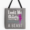 Funny Looks Like A Beauty Pitches Like A Beast Girls Softball Tote Bag Official Softball Merch