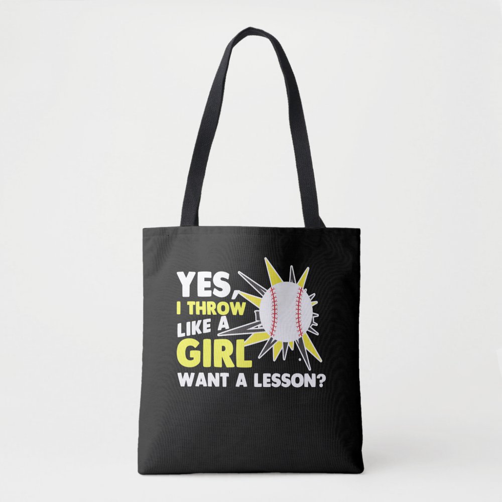 throw like a girl baseball player softball pitcher tote bag r72f2368fa3274148b2162fd1d710b9aa 6kcf1 1000 - Softball Gifts