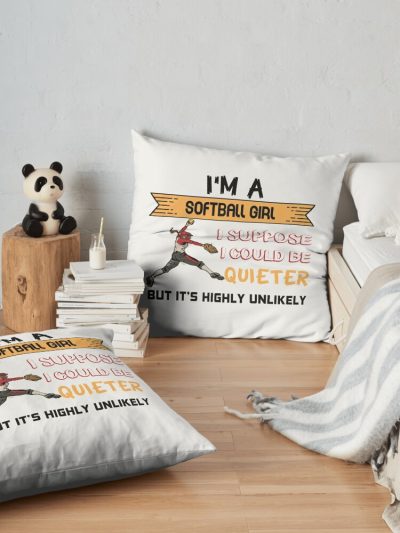 I'M A Softball Girl Gft For Softball Lovers Throw Pillow Official Softball Merch