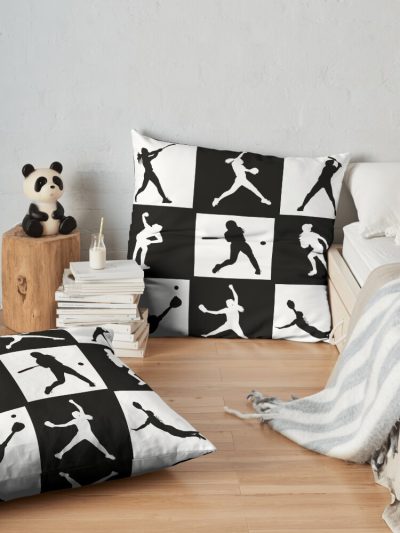 Dynamic Moves Embracing The Art Of Softball Motion Throw Pillow Official Softball Merch