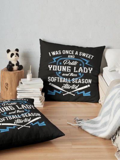 Softball Season Started Throw Pillow Official Softball Merch