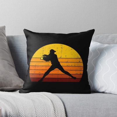 Softball Pitcher Girl Throw Pillow Official Softball Merch