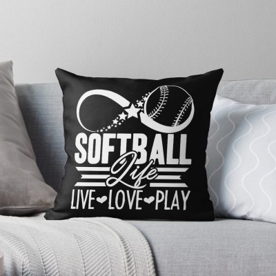 Softball - Softball Life Live Love Play Throw Pillow Official Softball Merch