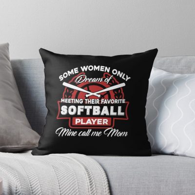 I Am A Softball Player Mom Throw Pillow Official Softball Merch