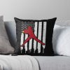 Softball Pitcher American Flag Retro Throw Pillow Official Softball Merch