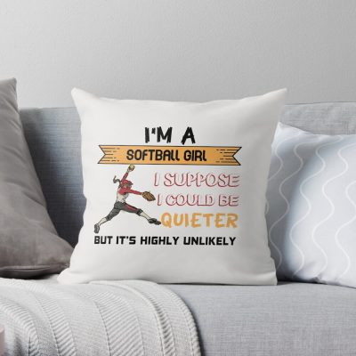 I'M A Softball Girl Gft For Softball Lovers Throw Pillow Official Softball Merch