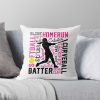 Softball Girl Softball Art Typography Softball Tta Throw Pillow Official Softball Merch