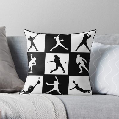 Dynamic Moves Embracing The Art Of Softball Motion Throw Pillow Official Softball Merch