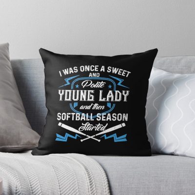 Softball Season Started Throw Pillow Official Softball Merch