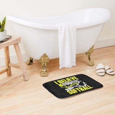 Softball - Believe In God And Softball Bath Mat Official Softball Merch