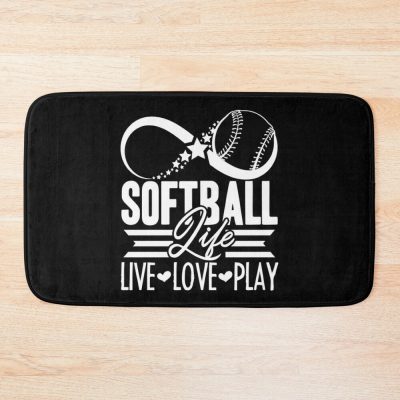 Softball - Softball Life Live Love Play Bath Mat Official Softball Merch