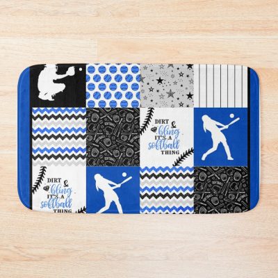 Softball Shape Pattern Gift For Softball Lovers Bath Mat Official Softball Merch