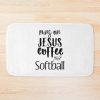 Runs On Jesus Coffee & Softball Gift Bath Mat Official Softball Merch