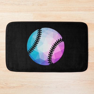 Geometric Softball Shape Low Poly Softball Gift Bath Mat Official Softball Merch