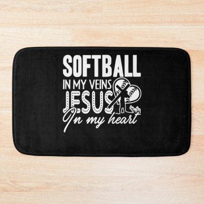 Softball - Softball In My Veins Bath Mat Official Softball Merch