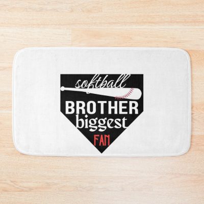 Softball Lttle Brother Biggest Fan Bath Mat Official Softball Merch